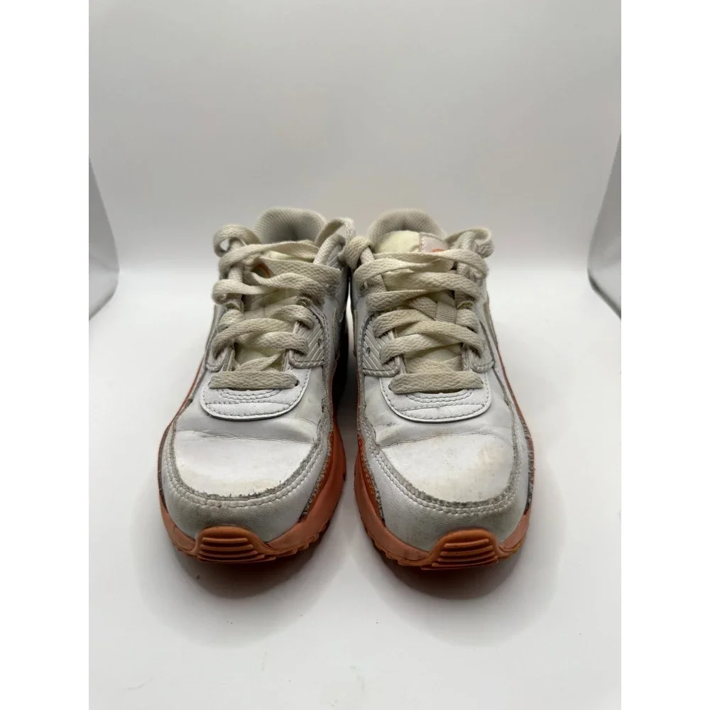 Nike Air Max 90‎ LTR SE DM0957-100 Kids 1 Sneaker White Orange Leather Shoes